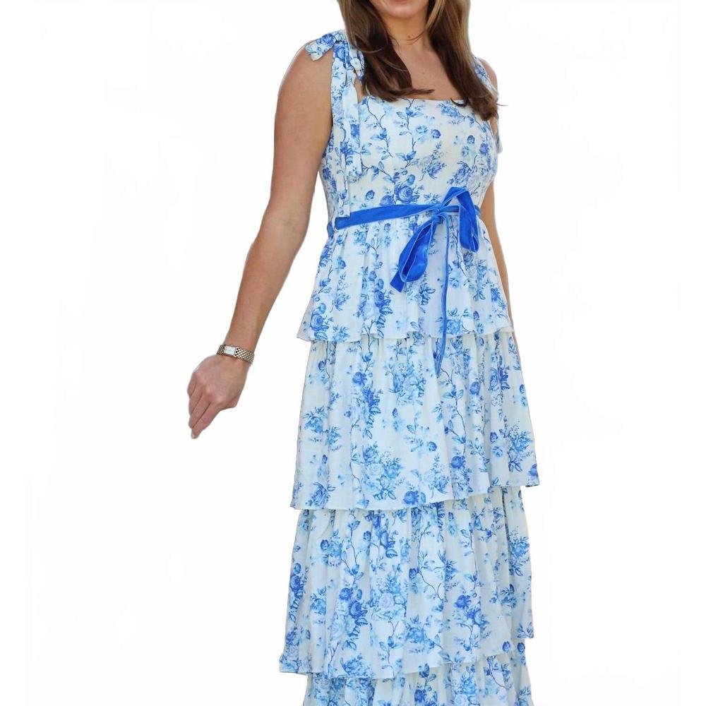 NEW TCEC rosette midi dress in blue - Picture 4 of 4